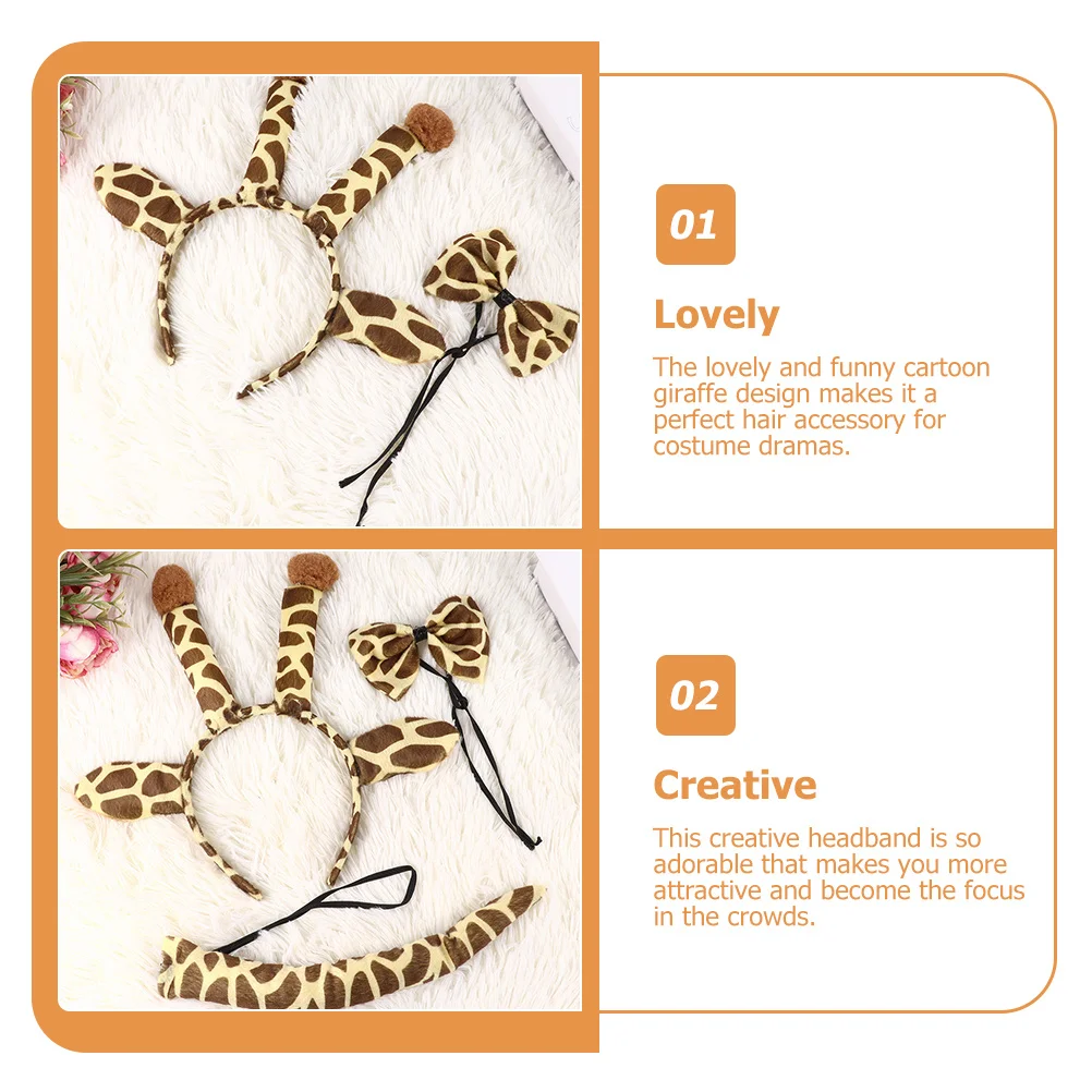 

1 комплект, комплект костюма жирафа, детская повязка на голову с животными, галстук-бабочка с хвостом, легкий, износостойкий для Хэллоуина, косплея, вечеринки
