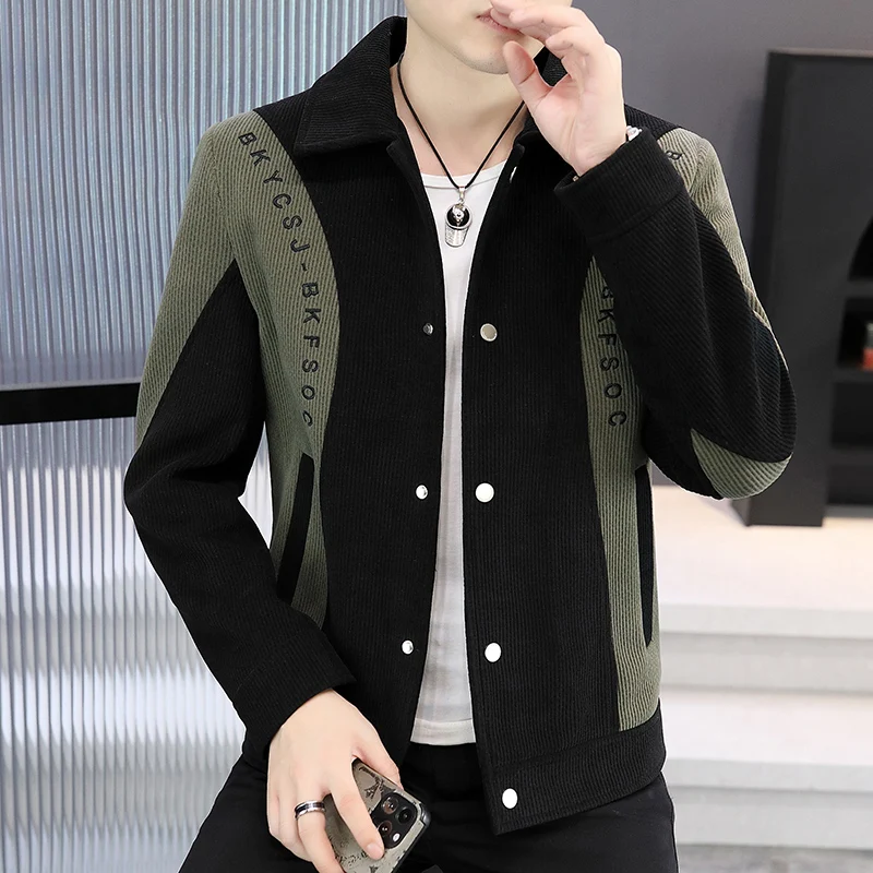 

Spring Autumn Streetwear Jackets Mens Harajuku Vintage Pattern Printed Patchwork Lapel Coats Fashion Casual Outwear