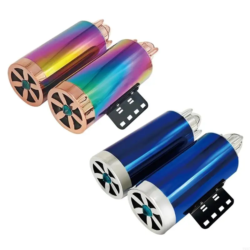 

Speaker with Colorful Light Heavy Bass Double Channel Subwoofer Imitation Exhaust Pipe Audios System Motorbike Speaker