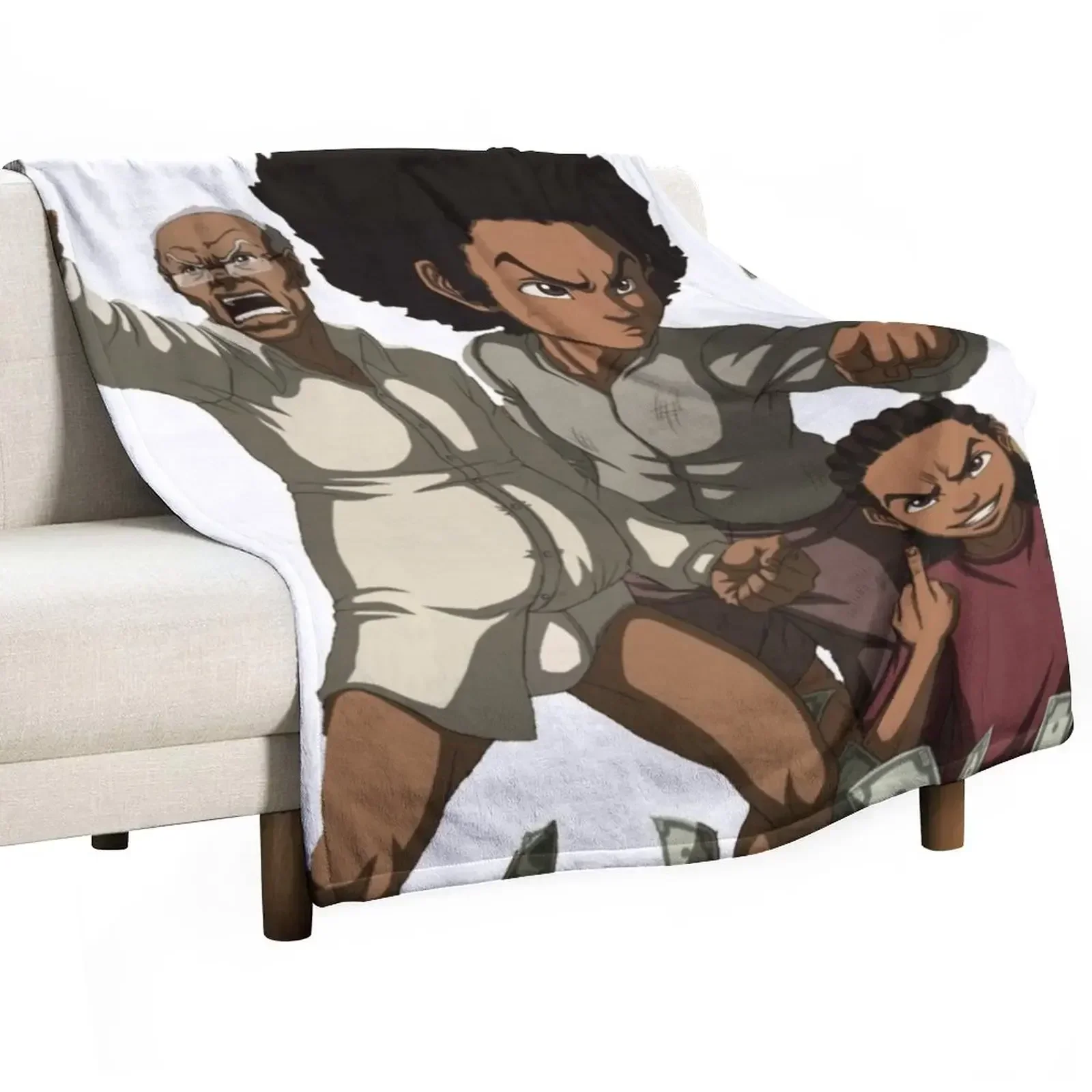 The Boondocks Huey Throw Blanket Picnic Summer Personalized Gift Blankets