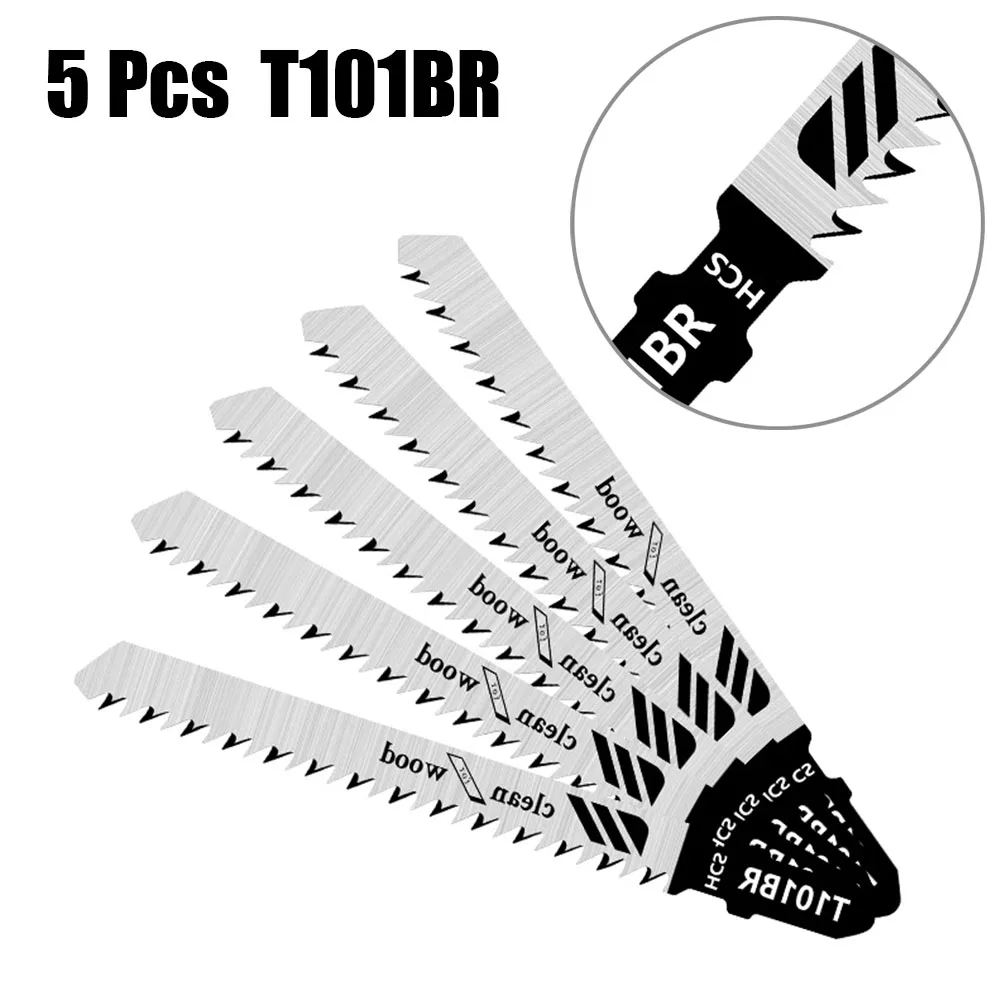 5PCS Saw Blade T101BR Down Cutting Laminates Veneers T-Shaft HCS Assorted Jig Saw Blade For Wood Plastic Metal Cutting Hand Tool