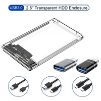 Transparent HDD Case HDD Enclosure 2.5 inch SATA To USB 3.0 Type-C 3.1 UASP Clear Hard Drive Case Harddisk Boxs Tool-Free