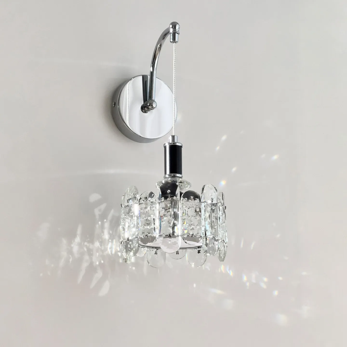 Crystal Wall Sconce with Polished Chrome Finish and Soft Ambient Lighting for Bedroom Living Room Hallway and Modern Home Decor