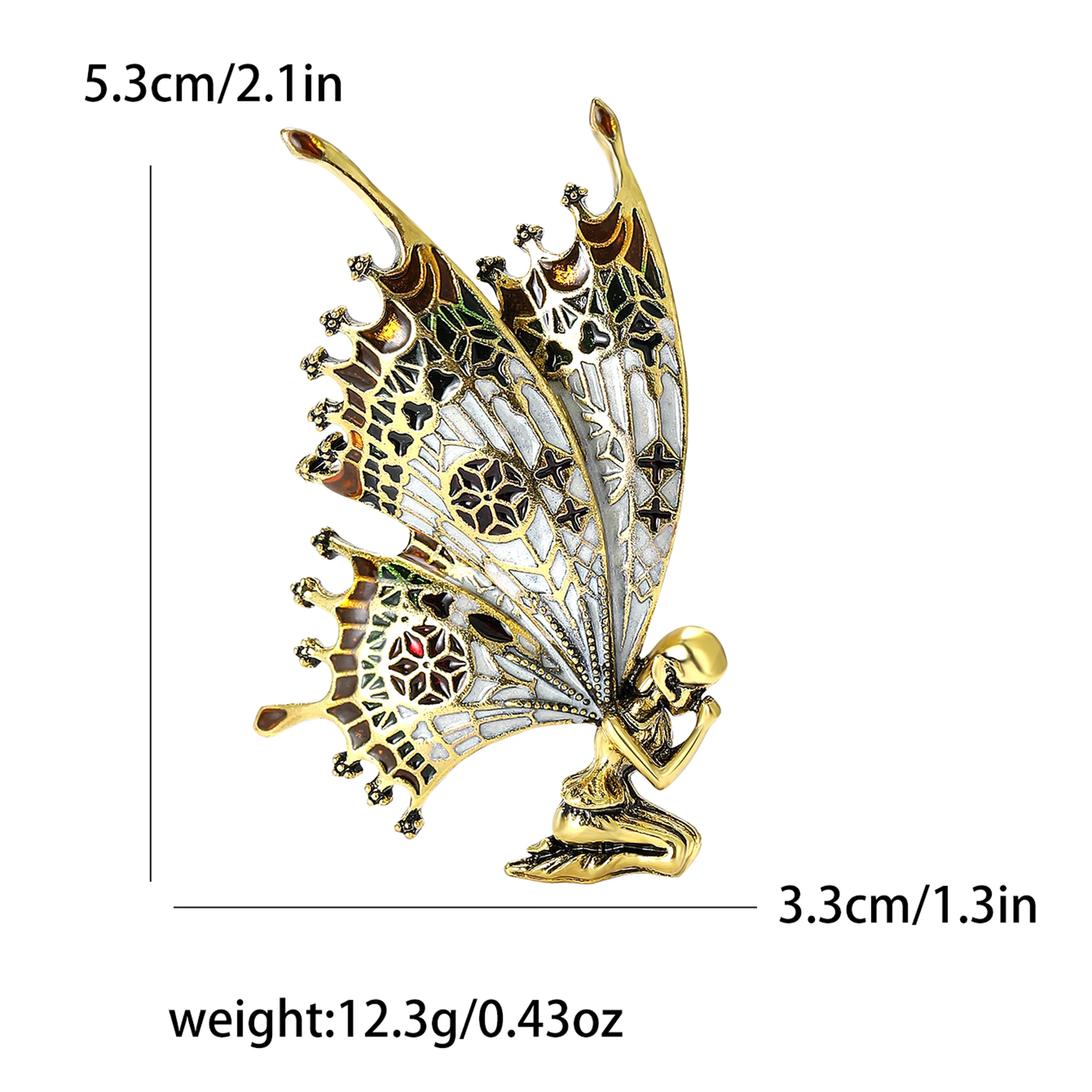 Enamel Angel Brooches for Women Unisex Rhinestone Butterfly Pins Elf Badge Office Party Friend Gifts Jewelry Accessories