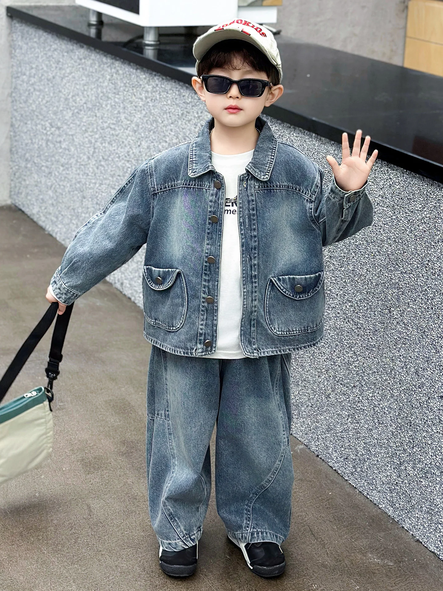

Boys' Spring Autumn Denim Set Faionable Trendy And Haome Baby Boys' Clothing Casual Sportswear Ensemble Long Sve Long...