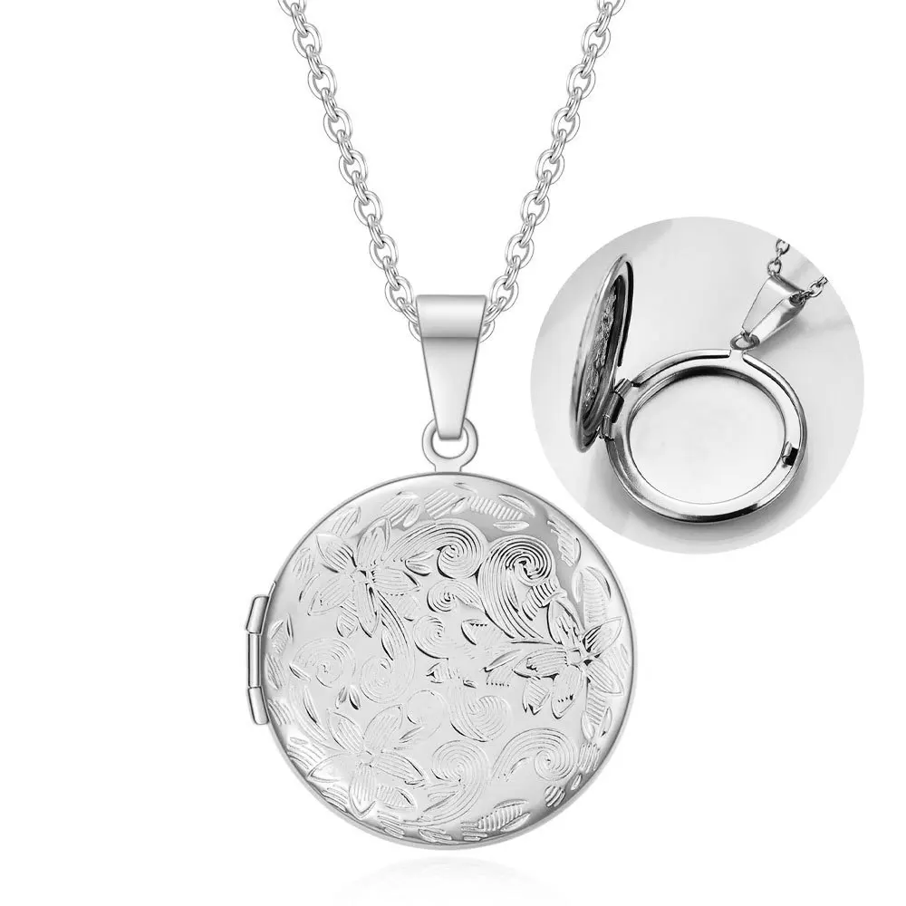 Stainless Steel Openable Photo Locket Necklace For Women Pendant Hold Picture Gold Silver Color Chain Girls Birthday Jewelry