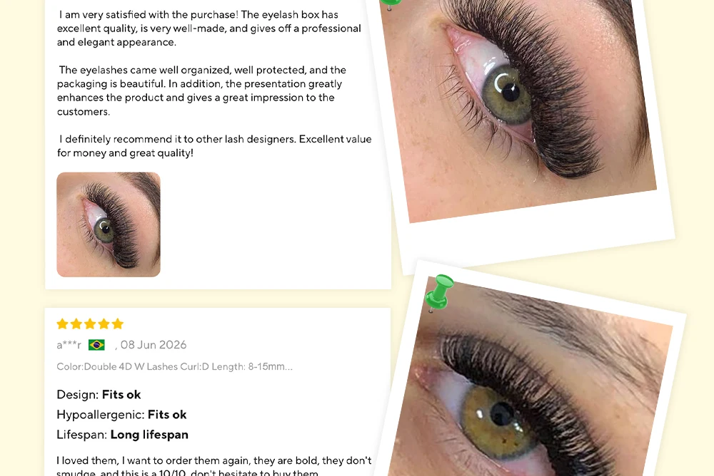 LUKATME Doppelte 4D W-Form Wimpernverlängerungen, vorgefertigte Fächer, W-8D Wimpernbüschel, D-Curl, Easy Fan, Mega-Volumen-Wimpern 7-14mm für den Salon – Detail 13