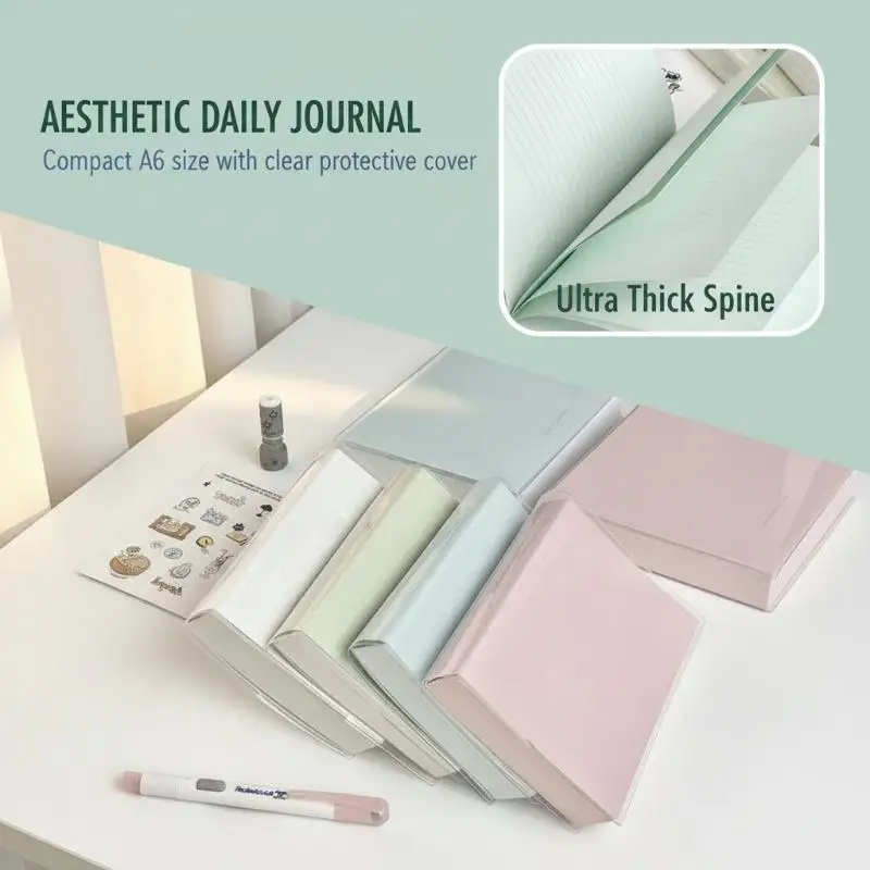 Thickened Macaron Notebook 400 Pages Large Capacity Transparent Cover Perfect for School Office Birthday Gift