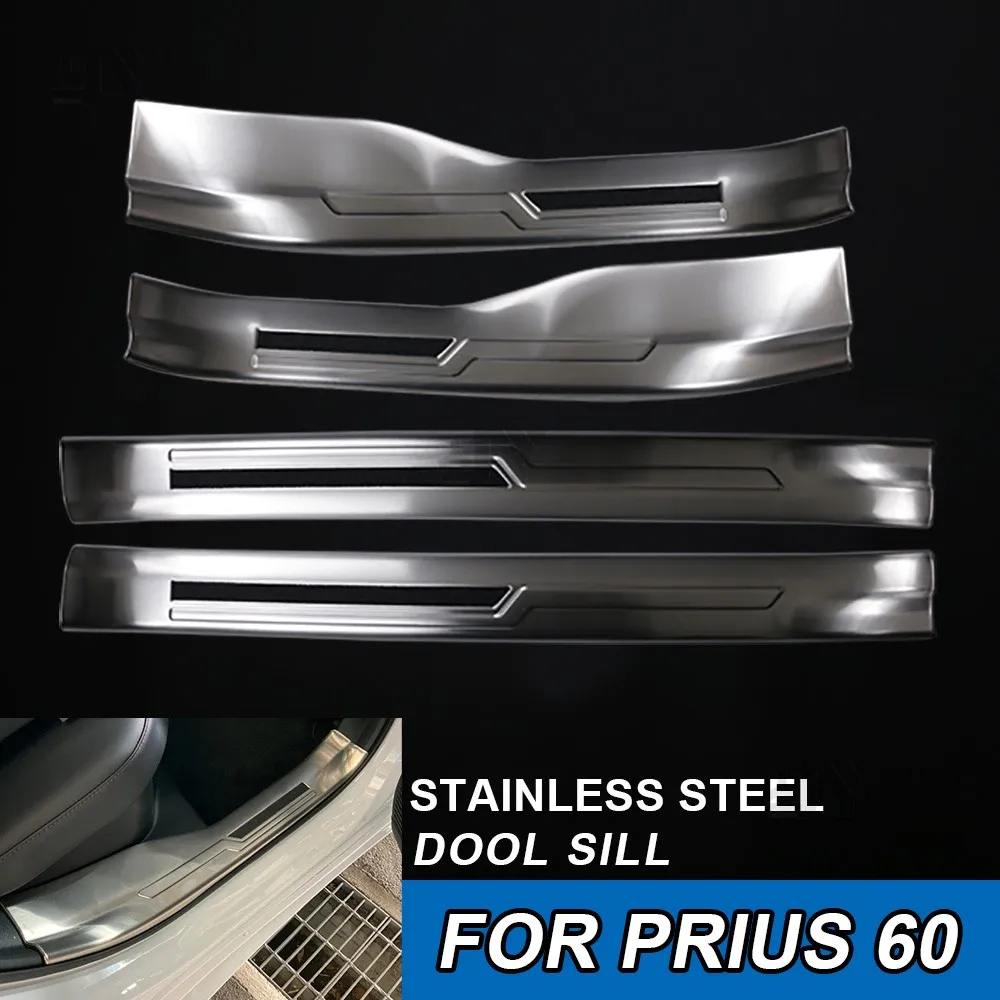 Car Door Sill Protection Stainless Steel Chrome Styling Sticker For Toyota Prius 60 Series 2023 2024 oor Sill Scuff Plate Guard