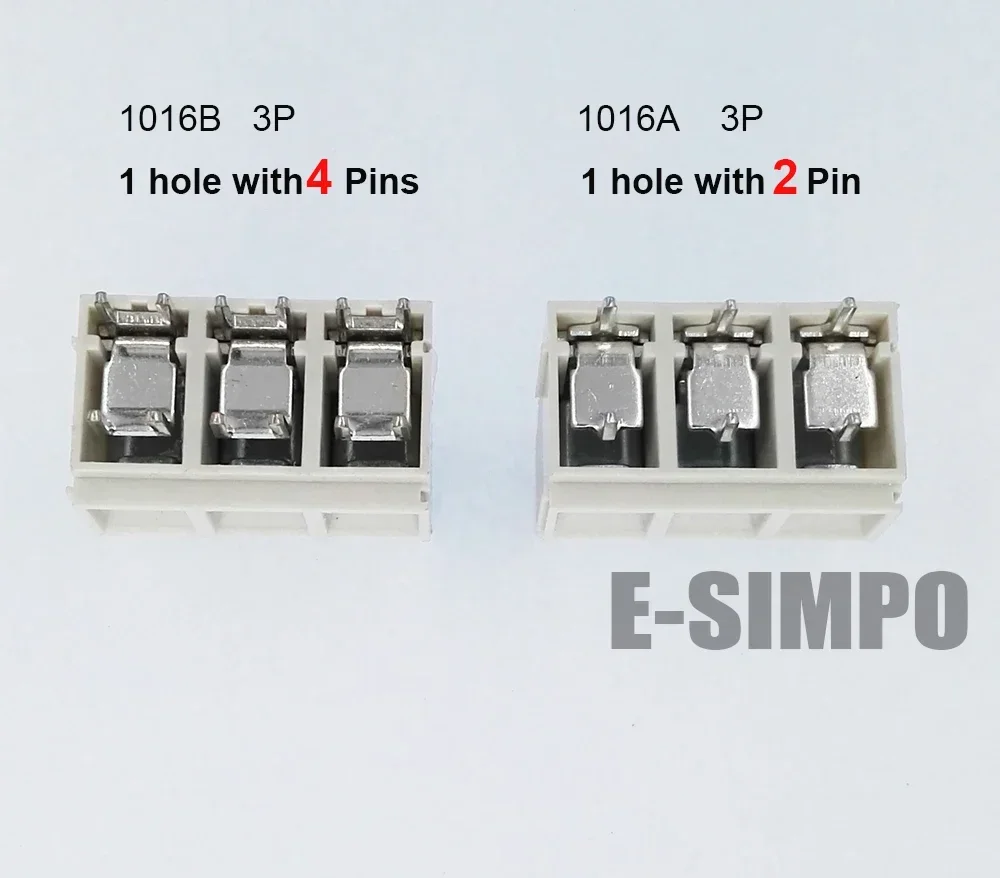 20pcs 1016A 1016B-10.16-3P Straight 10.16mm 650V57A 22-8AWG 1pole with 2/4 Solder Pin High Current PCB Screw Wire Terminal Block