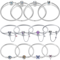 Real 925 Sterling Silver 17-20CM Butterfly Pet Ocean Starry Sky Original Bracelet Fit For Wedding Fine Jewelry DIY Making