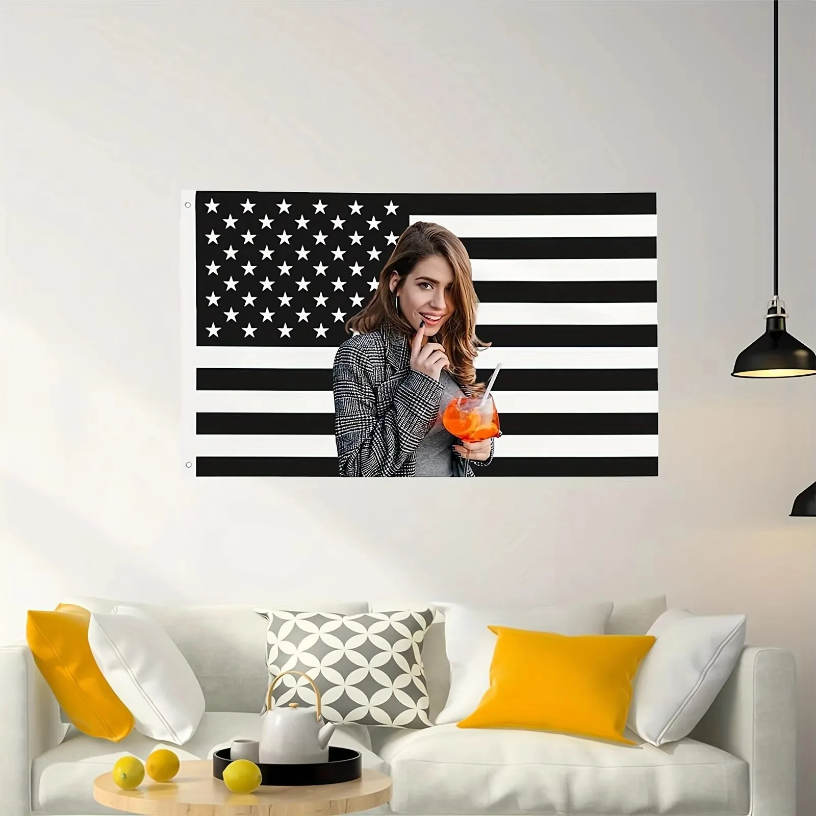 Personalized Photo Customized American Flag Tapestry, Room Decoration Banner Tapestry Customized for family, Pets, Idols