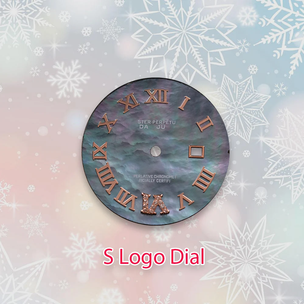 24.5mm S Logo lady Pearl shell dial Roman dial Diamond dial Suitable For NH05 Japan Movement Watch Modification Accessories