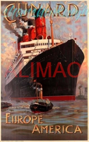 Cunard Criuse Ship Art Travel Poster Vintage Style Retro 20 x 30 1930s Wall Art