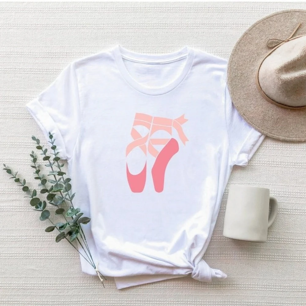 Ballet Shoes Graphic T Shirts Woman Man Summer Fashion Casual Cotton Vintage Streetwear Classic O-neck Short-sleev Streetwear