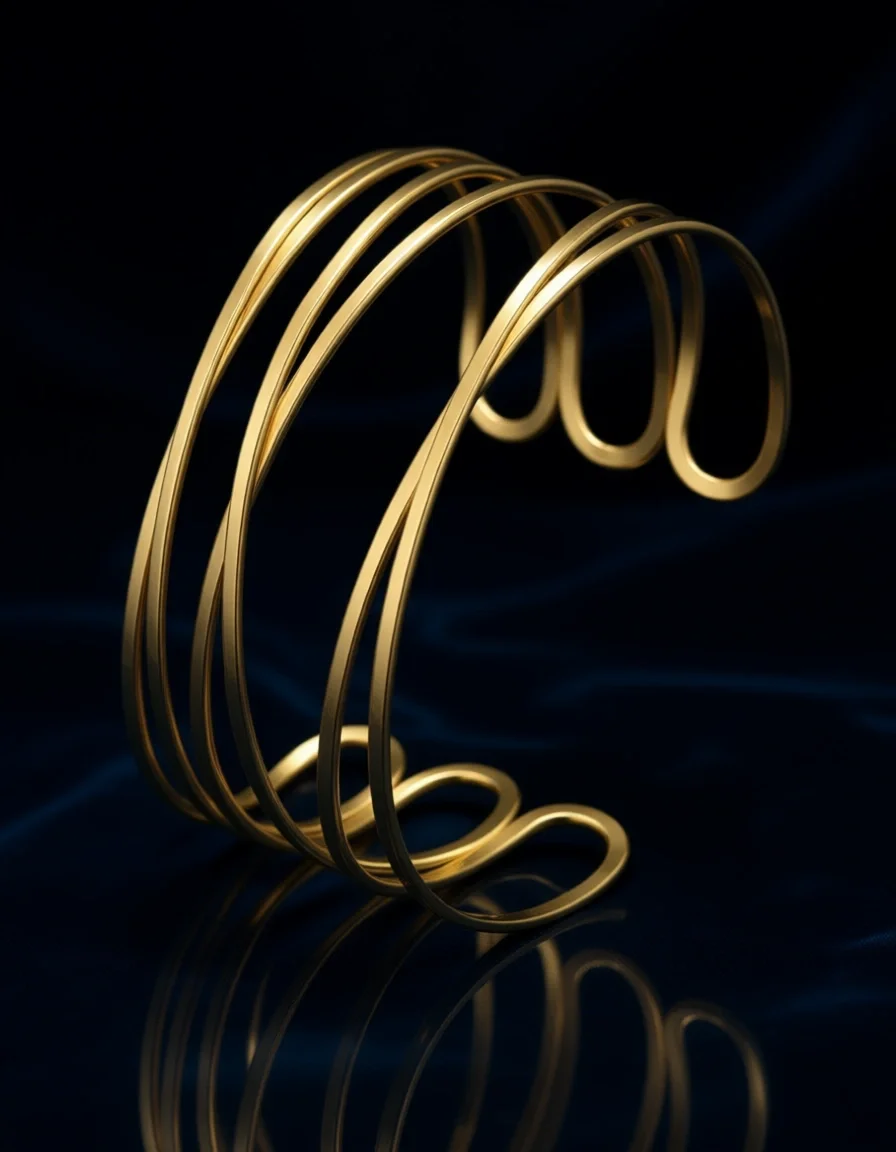 

Многослойный браслет-манжета с перекрещивающимися проволочными элементами, позолоченный 14-каратным золотом, широкий, минималистичный, для вечеринок, выпускных вечеров, в подарок