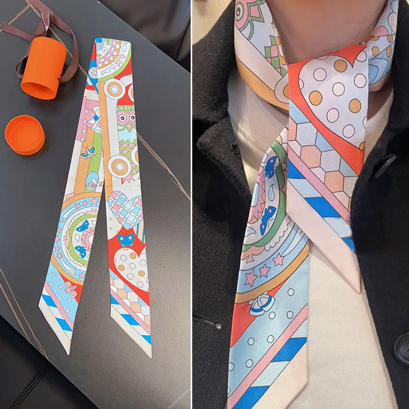 Ins موضة الحب تصميم دلو حقيبة وشاح طويل الشريط مقبض التعادل أنيق الرقبة التفاف الديكور للنساء حقائب اكسسوارات هدية