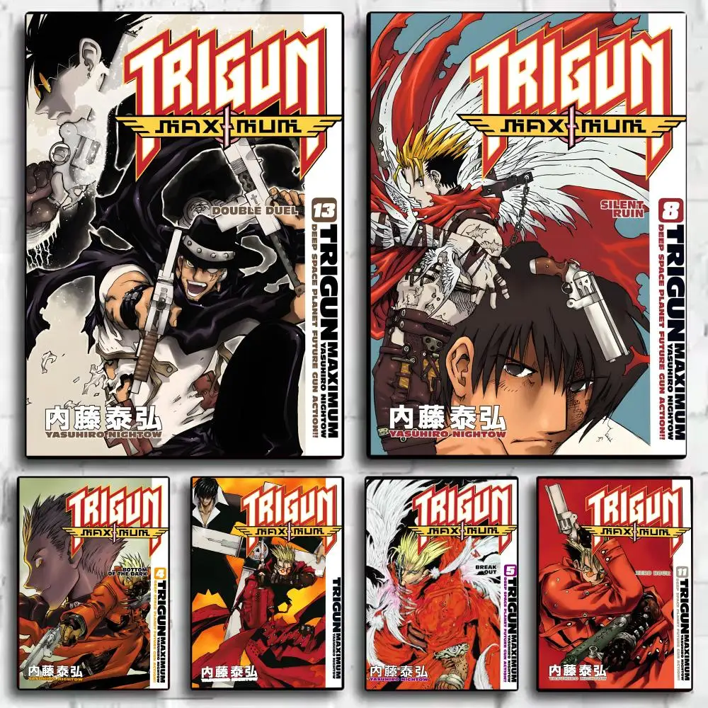 T-Trigun Maximum Anime Poster Stickers Painting Self-Adhesive Mural HD Wall Decals for Bedroom Living Room Home Decor Gift