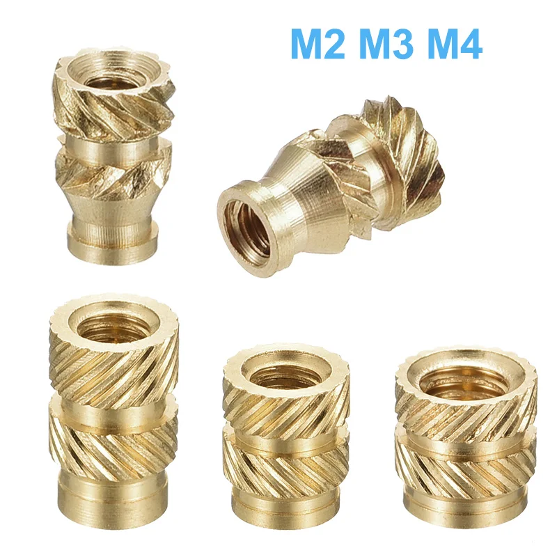 

Uxcell 60/120/180pcs M2 M3 M4 Thread Knurled Insert Nut Female Brass Thread Injection Molding Knurl Embedded Insert Nut