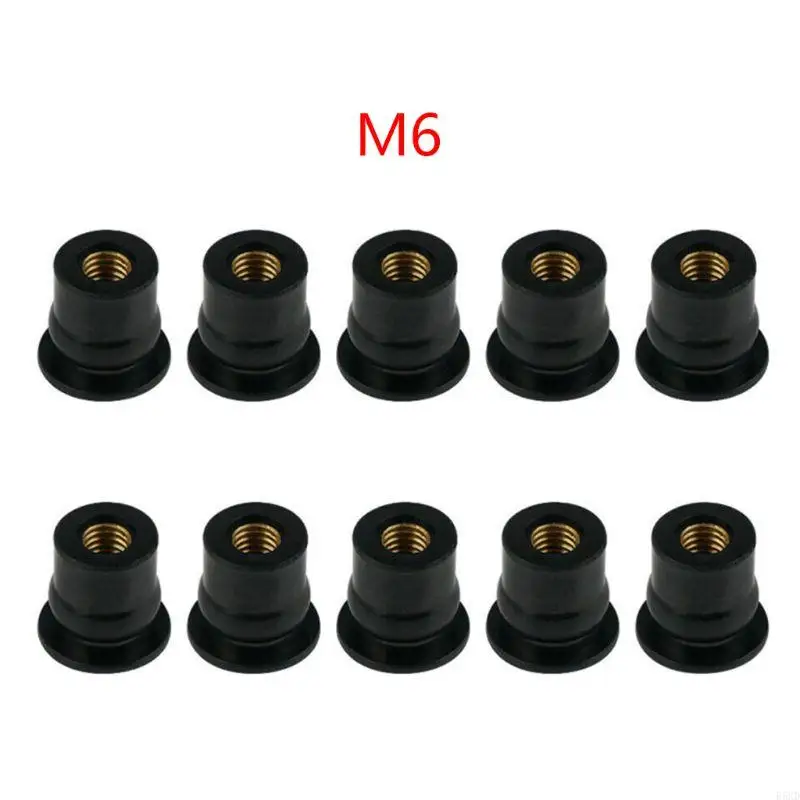 B5XD 10Pcs Motorcycle M6 Rubber Well Blind Fastener Windscreen FairingCowl