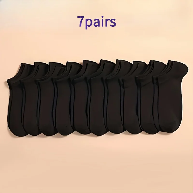 7pairs Men's and women's socks，Breathable and lightweight，Moisture Wicking，Simple and Versatile，Solid Color