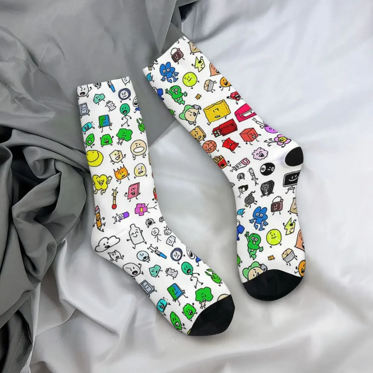 

Носки All Seasons Crew Stockings BFDI с изображением всех персонажей (прозрачные), забавные длинные носки для мужчин и женщин, подарки на День святого Валентина