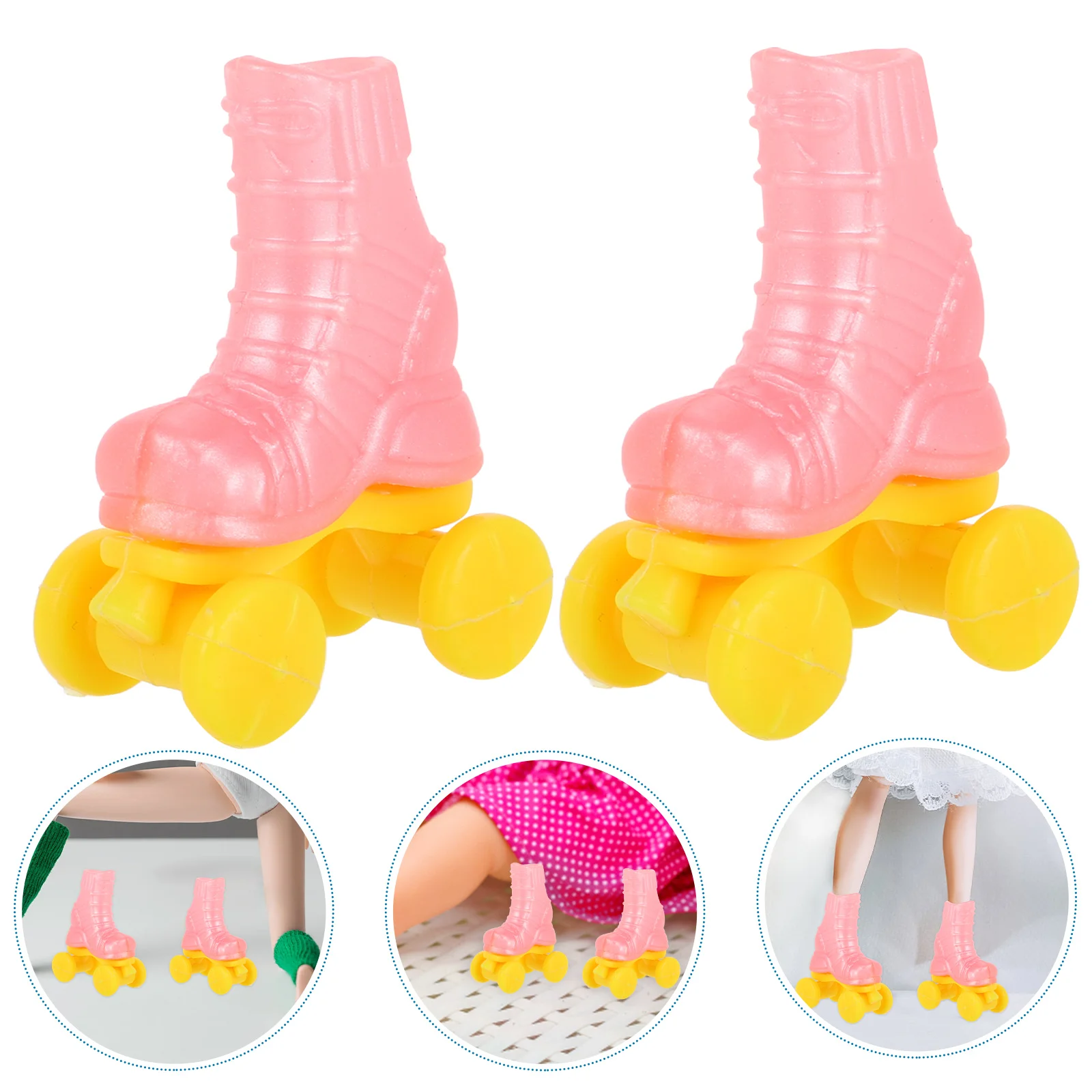 10 Pairs Mini Toys Roller Skates Cute Decor Supply Shoes Room Finger Pink for Dolls