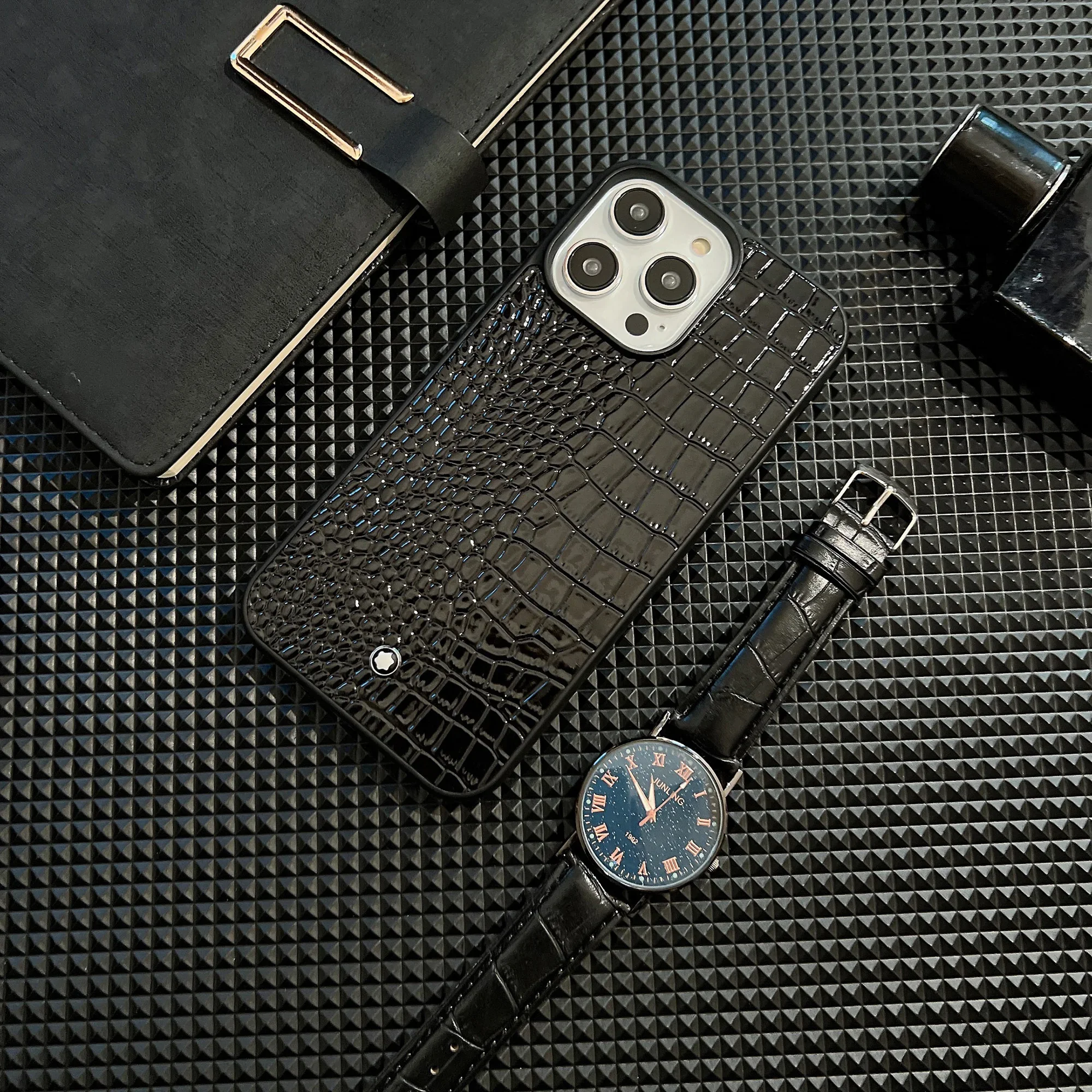 Gothic High Grade Black Business Sle Leather Cases for IPhone 17 14 15 16 Pro Max IPhone 15 Pro Couple Anti-Fall Soft Cover