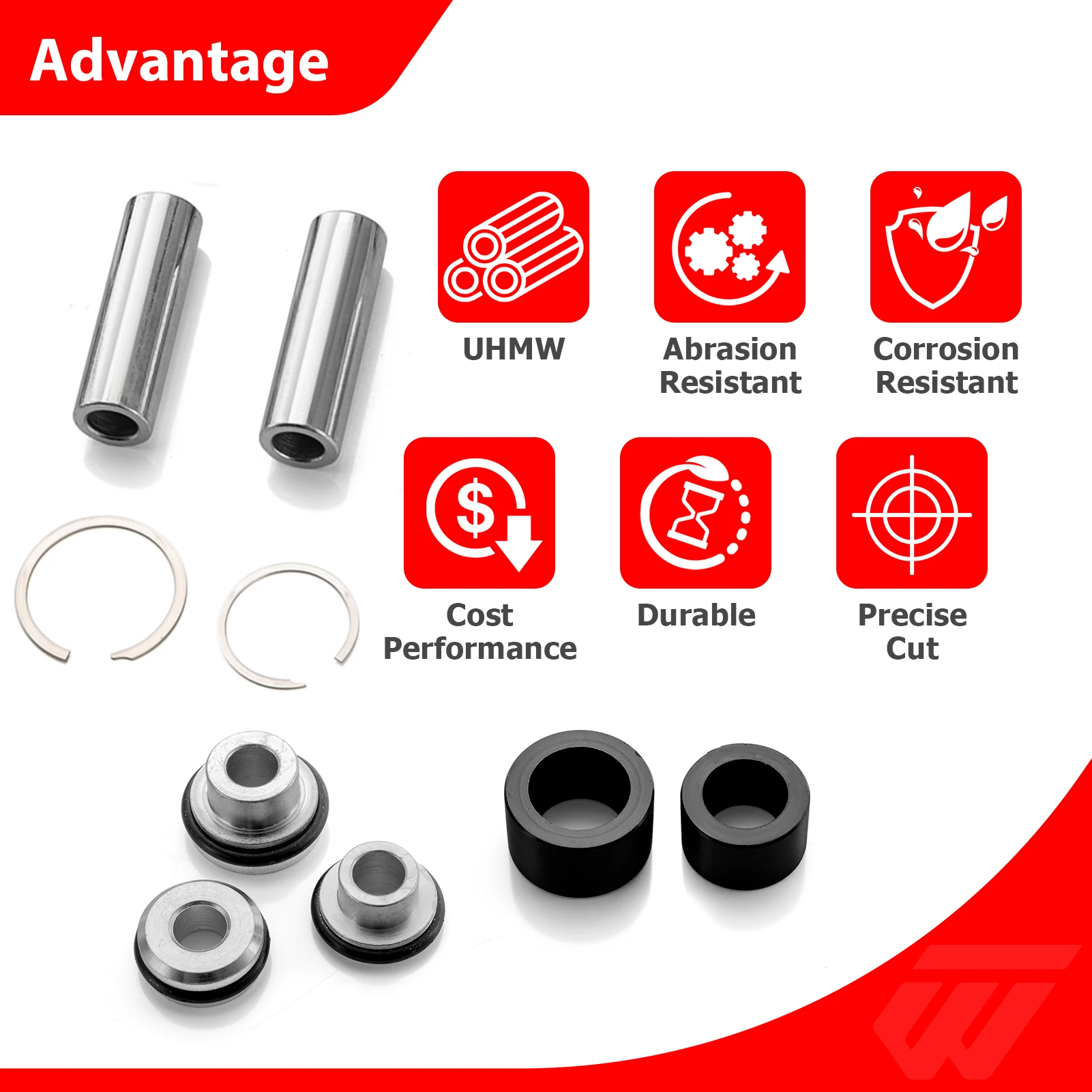 UTV Front A Arm Bushing Kit Heavy Duty UHMW Bushings for Polaris RZR XP 1000 XP 4 1000 2024-2025 Replace 5139966 1543922 5452271