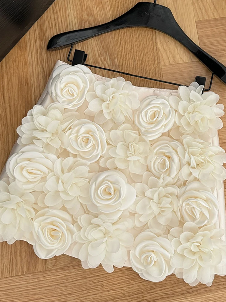 

Women's Apricot A-line Skirt Vintage 90s Aesthetic Y2k 3D Floral Skirts Harajuku Korean Mini Skirts 2000s Cutecore Clothes 2025