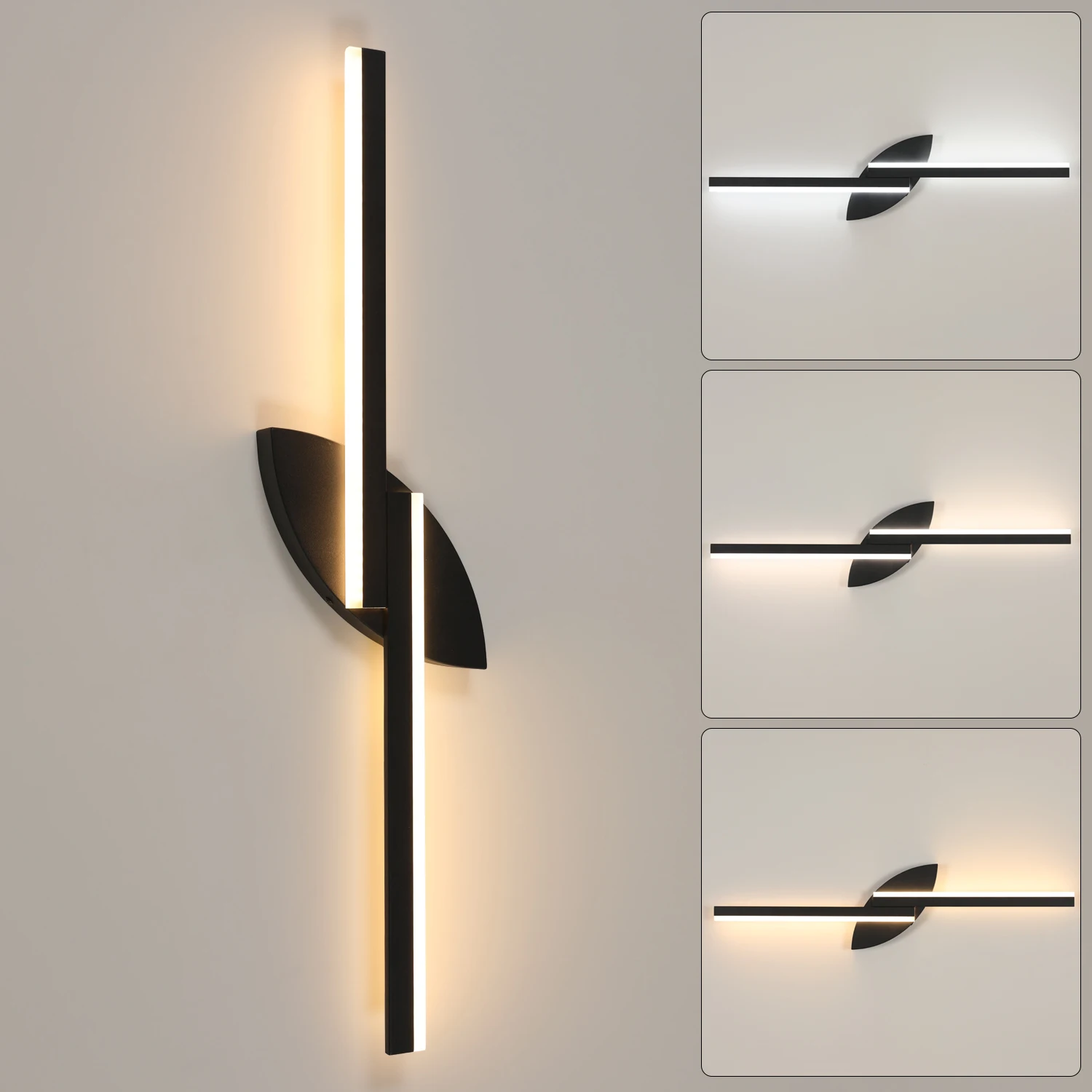 Lampade da parete da 14 W, lampada da parete lunga in acrilico a tre colori Illuminazione per interni Lampada da comodino per camera da letto di casa Lampada da corridoio per balcone