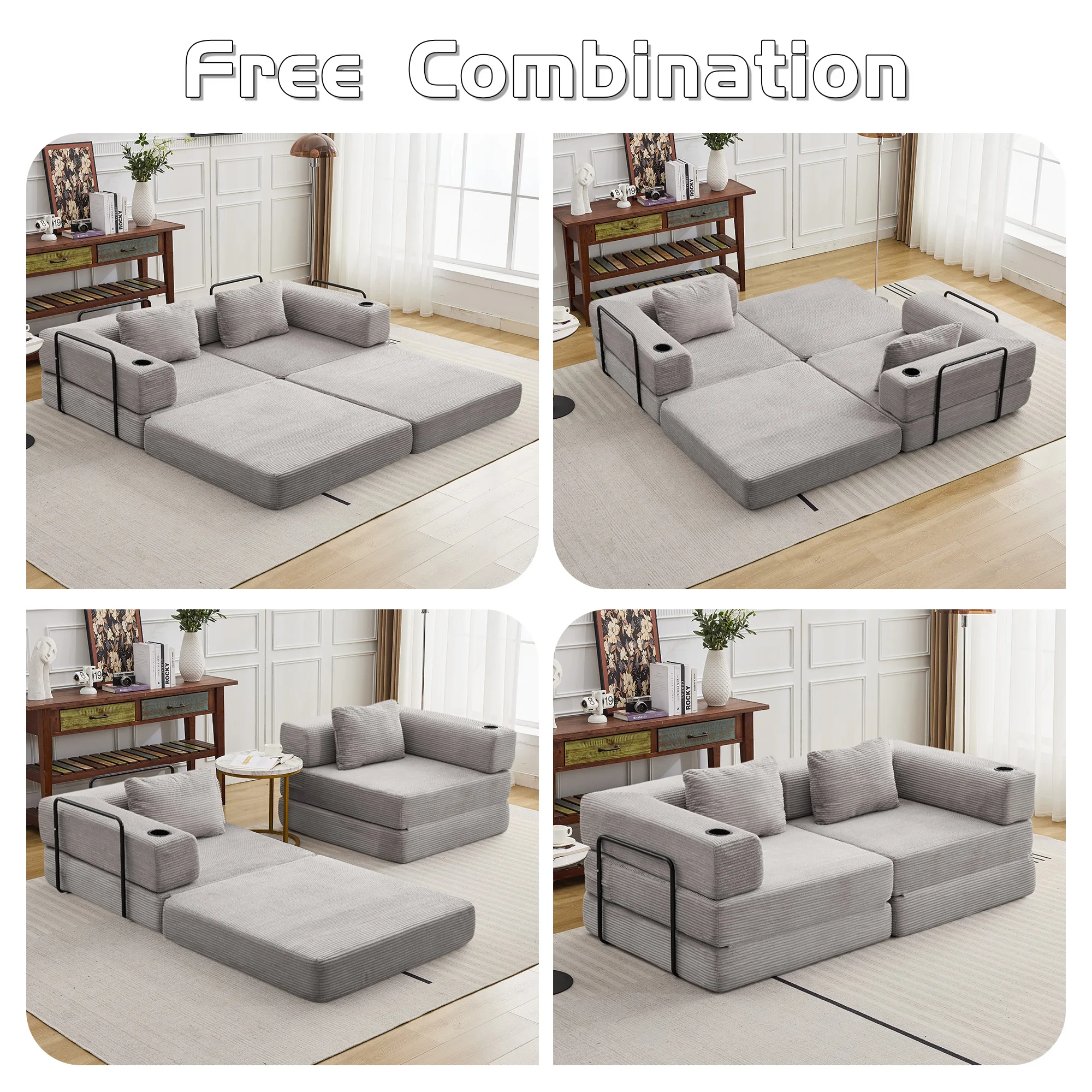 Picture 7: Sofa bed, compact home module, dual-purpose sofa, double-compression, foldable, fabric sofa bed.