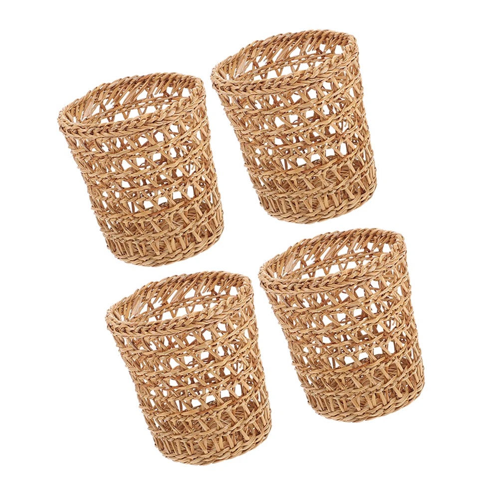 

4 Pcs Straw Woven Heat-insulated Cup Set Coffee Cups Anti-scald Holder Grass Cover for Bottle