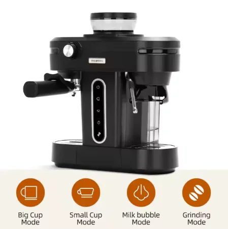 Mini Home Manual black Coffee Maker Grain Semi Automatic Coffee Espresso 750ML Machine With Grinder hot sales