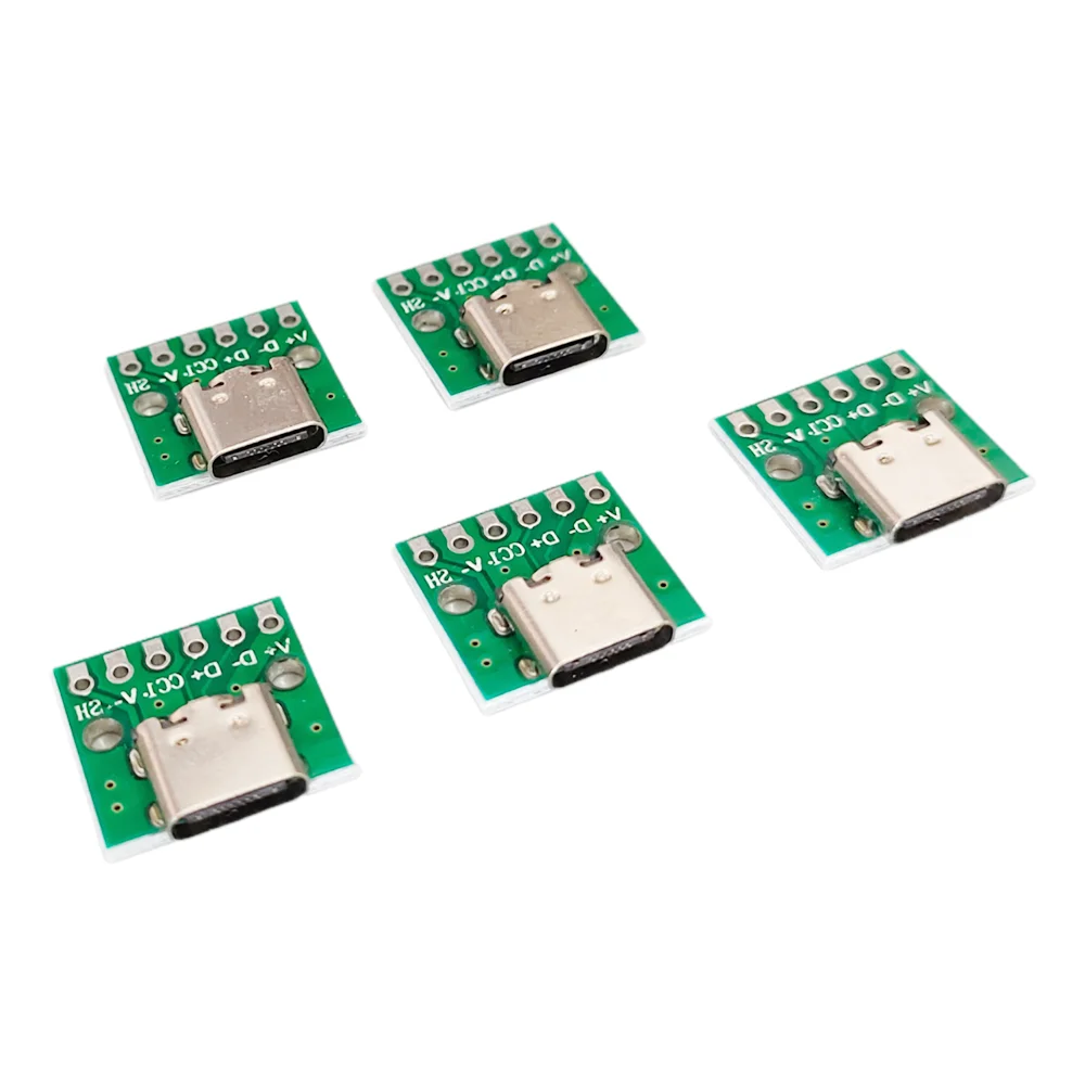 2/5/10pcs 6Solder Joint USB TYPE-C To DIP PCB Connector Needle Free Pinboard Test Board Solder Female Dip Pin Header Adapter