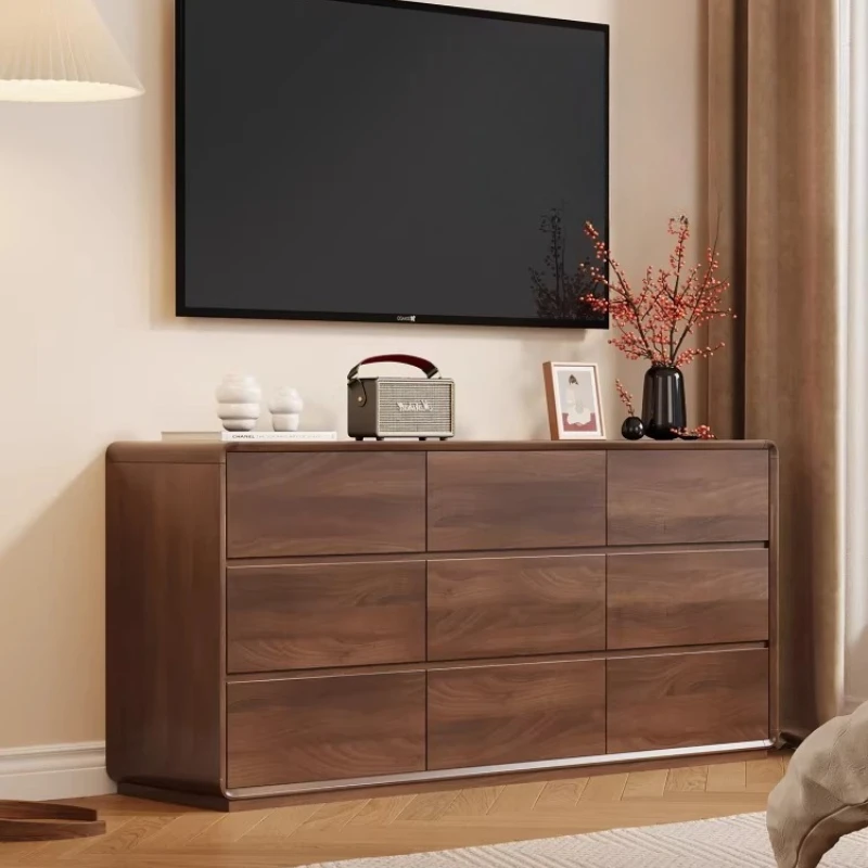 All solid wood nine-chest cabinet, bedroom wall storage drawer, bedside locker, vertical cabinet, walnut chest storage cabinet