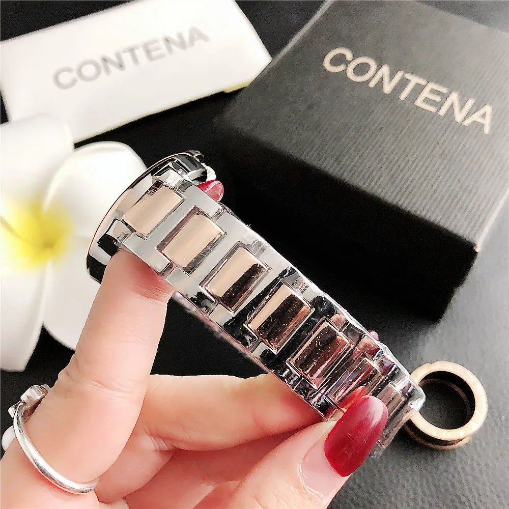 CONTENA Top Brand Women Watches Luxury Rose Gold Stainless Steel Ladies Quartz Wristwatch Fashion Elegant Bracelet Watch Women