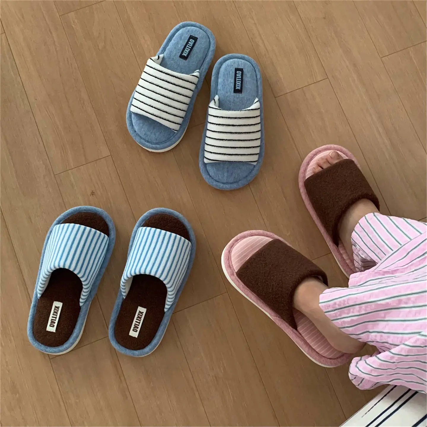 

Women Men House Fur Slippers Casual Cute Lovely Animals Pattern Design All Season Indoor Non-slip Warm Soft Soles Comfy Home New