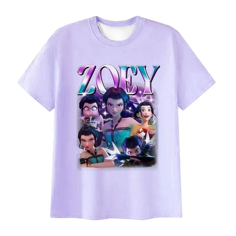 2025 الساخن Kpop شيطان الصيادين ثلاثية الأبعاد نمط مطبوع تنفس التجفيف السريع فضفاض عالية الجودة المألوف عادية المتضخم تي شيرت #2