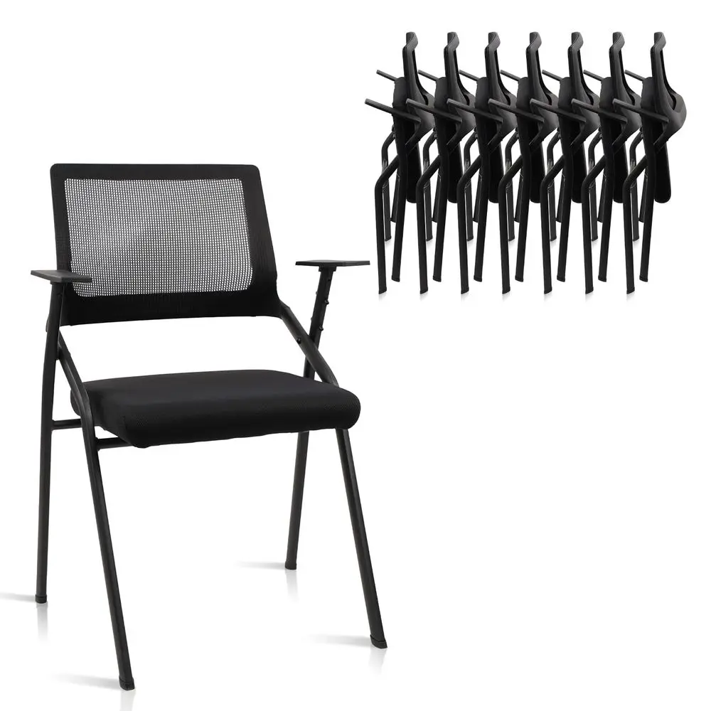 

Stackable amp Foldable Office Chairs with Ergonomic Lumbar Support and Thickened Seat Cushion, Folding Mesh Fabric Reception Gu