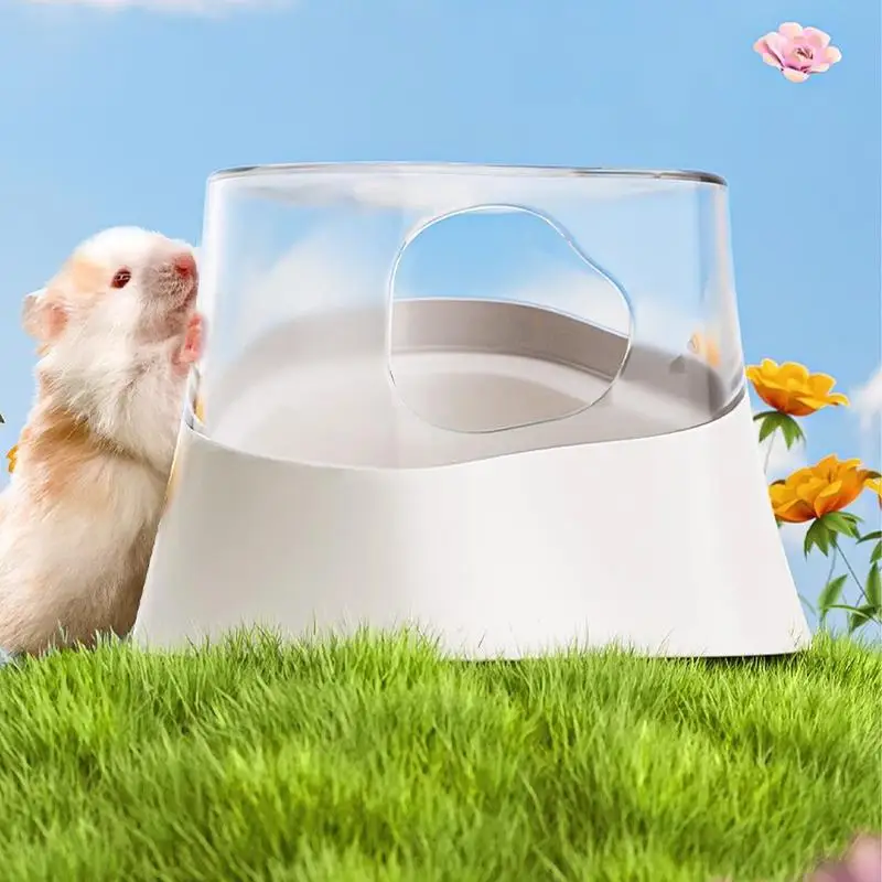 Hamster Sand Bathroom Hamster Shower And Digging Room Transparent Lid Litter Box For Mice Gerbils Cage Terrarium Habitat Decor