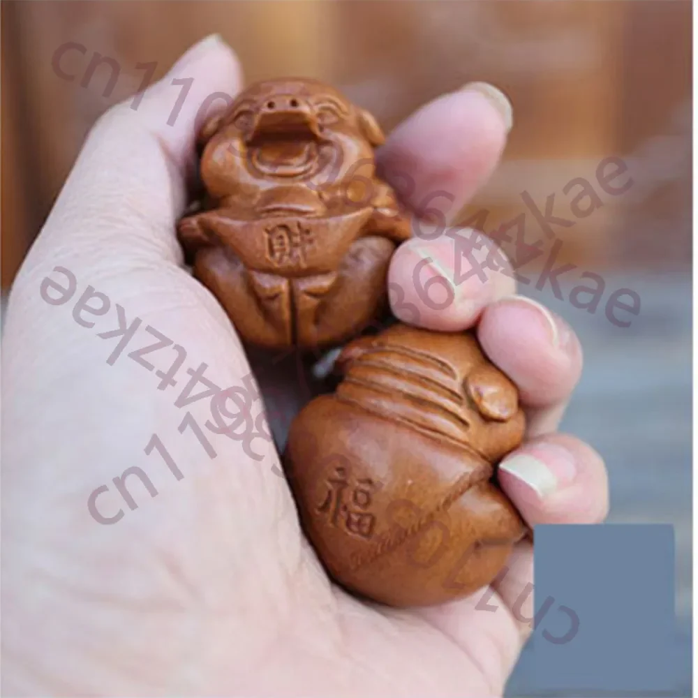 2Pcs Portable Handmade Peach Wood Baoding Balls Chinese Health Exercise Ball