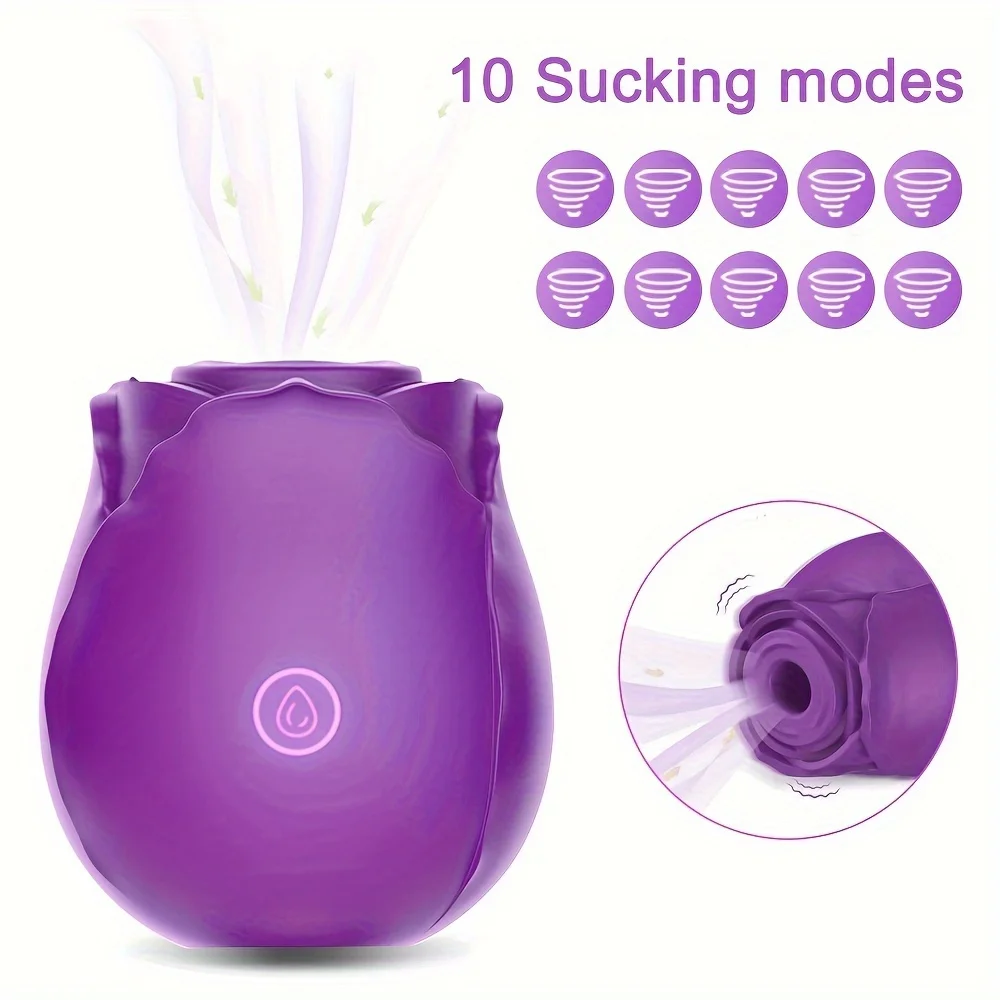 1pc Rose Vibrator Toy Female, Rose Sex Toys for Women, Blowjob Sucking Clitoral Stimulator Toys with 10 Modes for Women Masturbation, Clitoral Stimulator for Women Pleasure, Adult Sex Toys view 5