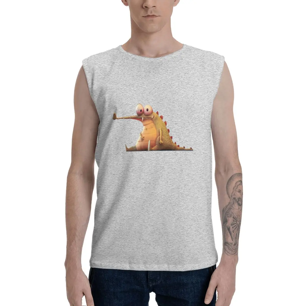 

Cute Funny 3D Animal Men's 100% Cotton Sleeveless T-Shirt Top