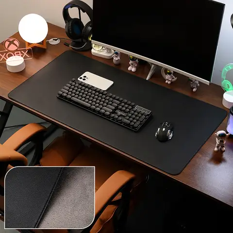 Deri Masa Pedi Koruyucu, Büyük Mouse Pad, Ofis Sümen, Dikişli Kenarlı Kaymaz PU Deri Masa Kurutma Kağıdı, Masaüstü Matı