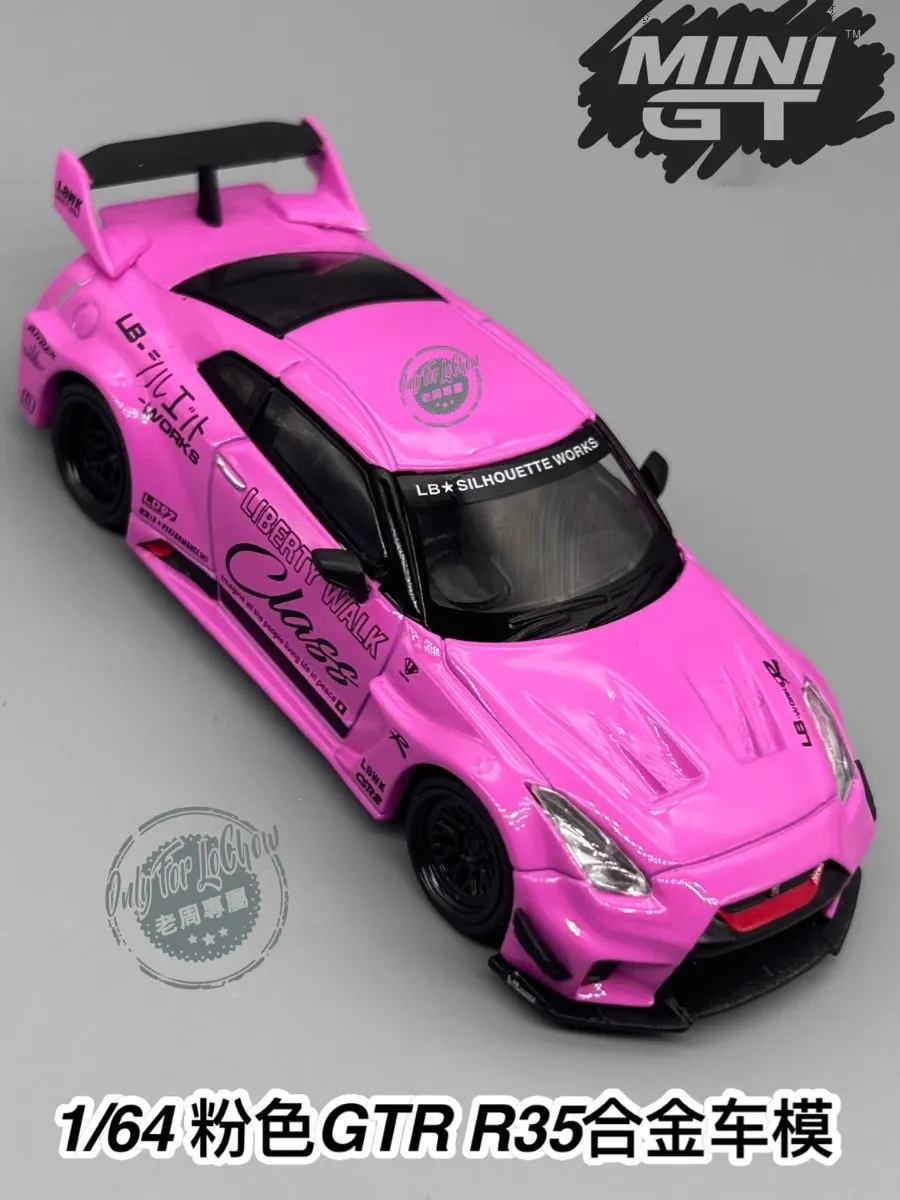 Mini Gt Car Model Limited 1/64 Lb Works pink nissan gtr 35 cars model room ornament boy collection child birthday toys gift