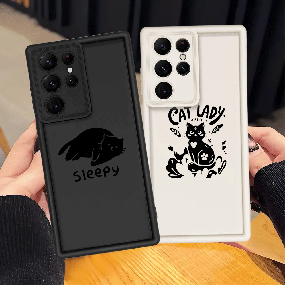 Phone Cover Case for Samsung Galaxy S21 S23 FE S20FE S24Ultra S24 Plus S22 S25 Edge S25 Ultra Cartoon Black Cat 