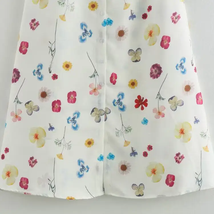 ZBZA Spring New Faionable Print f Skirt Women's Sle Long Sve round Ne Polyester Fiber Commute Sle Slim Fit