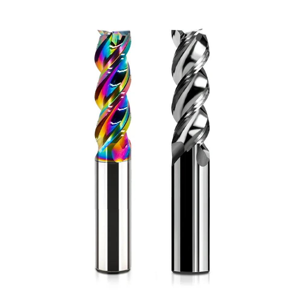 HRC62/65 U Shape Alloy Aluminum Milling Cutter Carbide End Mill  High-gloss Mirror 3 Flutes Router Bits Diameter 1-20mm Endmills