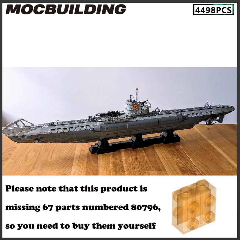 MOC Blok Bangunan U-boat Model Seri Militer 1:55 Skala DIY Bricks Hadiah Ulang Tahun Kapal Koleksi Merakit Mainan Natal